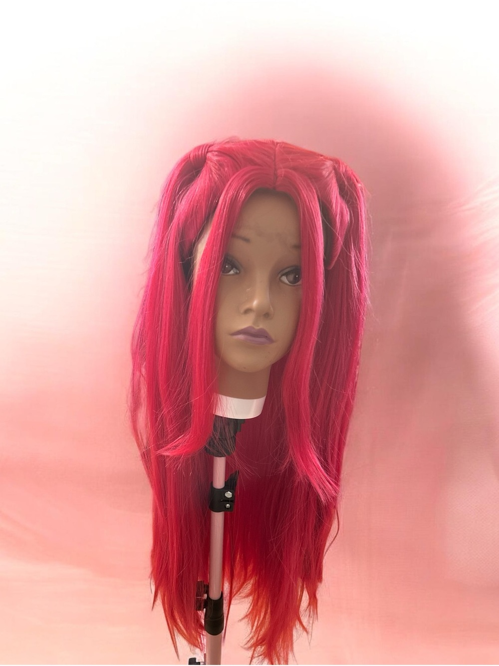 Vibrant Pink Long Synthetic Wig for Women - Unbranded